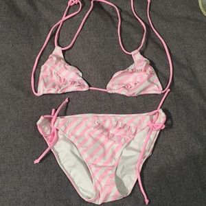 Victoria's Secret pink and white stripe bikini